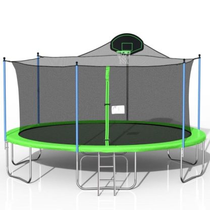 Trampolines |  16ft. Green Trampoline with Ladder and Safety Net Sports & Fitness Trampolines