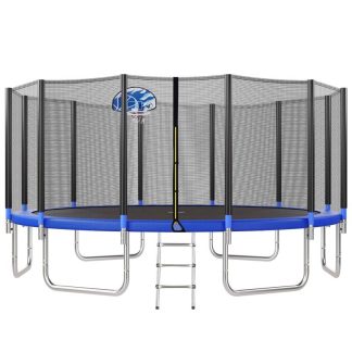 Trampolines |  16FT Trampoline for Kids with Safety Enclosure Net, Basketball Hoop and Ladder, Easy Assembly Round Outdoor Recreational Trampol Sports & Fitness Trampolines