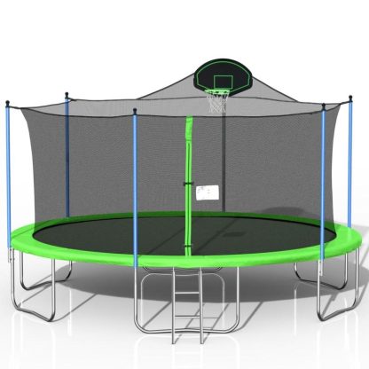 Trampolines |  16FT Trampoline with Backboard for Outdoor Play Sports & Fitness Trampolines