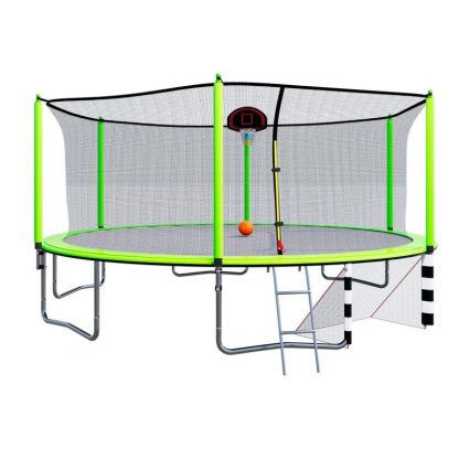 Trampolines |  16FT Trampoline with Basketball Hoop pump and Ladder(Inner Safety Enclosure) Recreational Kids Trampoline Sports & Fitness Trampolines