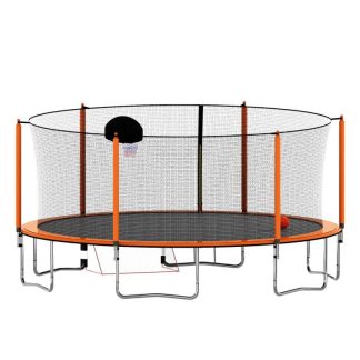 Trampolines |  16FT Trampoline with Basketball Hoop pump and Ladder(Inner Safety Enclosure) Recreational Kids Trampoline Sports & Fitness Trampolines