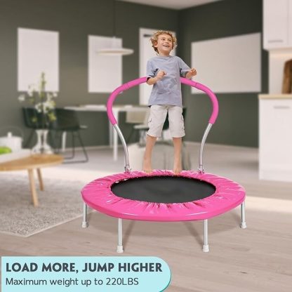 Trampolines |  36Inch Kids Trampoline with Handle, Indoor Round Mini Trampoline, Adult Fitness PVC Cover Trampoline for Outdoor Sports & Fitness Trampolines