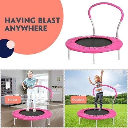 Trampolines |  36Inch Kids Trampoline with Handle, Indoor Round Mini Trampoline, Adult Fitness PVC Cover Trampoline for Outdoor Sports & Fitness Trampolines