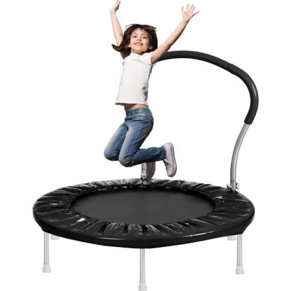 Trampolines |  36Inch Kids Trampoline with Handle, Indoor Round Mini Trampoline, Adult Fitness PVC Cover Trampoline for Outdoor Sports & Fitness Trampolines