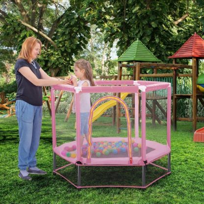 Trampolines |  4.5FT Kids Trampoline with Net for Indoor & Outdoor, Ages 3 to 6 Sports & Fitness Trampolines