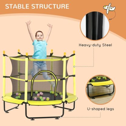 Trampolines |  4.5FT Mini Trampoline, Kids Trampoline with Safety Enclosure Net and Sea Ball for Indoor & Outdoor, Built for Kids 3-10 Years Sports & Fitness Trampolines