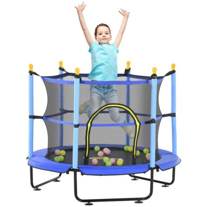 Trampolines |  4.5FT Mini Trampoline, Kids Trampoline with Safety Enclosure Net and Sea Ball for Indoor & Outdoor, Built for Kids 3-10 Years Sports & Fitness Trampolines