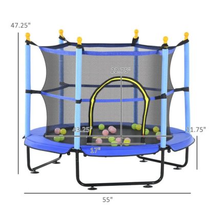 Trampolines |  4.5FT Mini Trampoline, Kids Trampoline with Safety Enclosure Net and Sea Ball for Indoor & Outdoor, Built for Kids 3-10 Years Sports & Fitness Trampolines