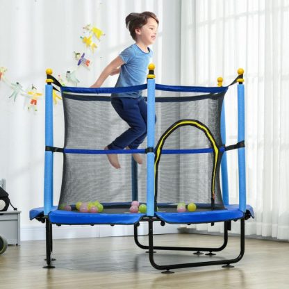 Trampolines |  4.5FT Mini Trampoline, Kids Trampoline with Safety Enclosure Net and Sea Ball for Indoor & Outdoor, Built for Kids 3-10 Years Sports & Fitness Trampolines