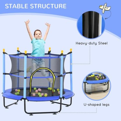 Trampolines |  4.5FT Mini Trampoline, Kids Trampoline with Safety Enclosure Net and Sea Ball for Indoor & Outdoor, Built for Kids 3-10 Years Sports & Fitness Trampolines