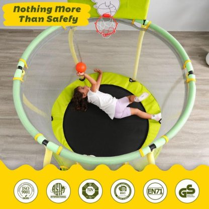 Trampolines |  4FT Trampoline for Kids,48″ Indoor Mini Toddler,Basketball Hoop,Ball Included,Arc Designed,Full Surrounded for Extra Protection Sports & Fitness Trampolines