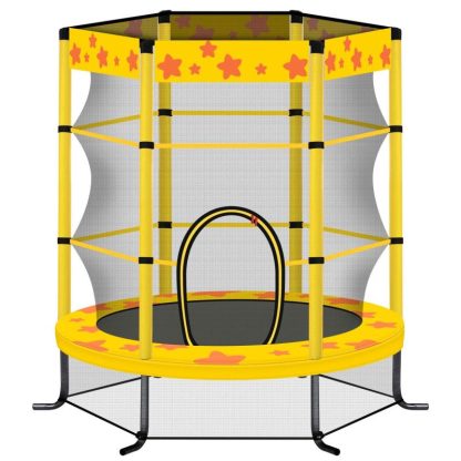 Trampolines |  55 Inch Kids Trampoline with Safety Enclosure Net, 4.5FT Outdoor Indoor Trampoline for Kids (Yellow) Sports & Fitness Trampolines