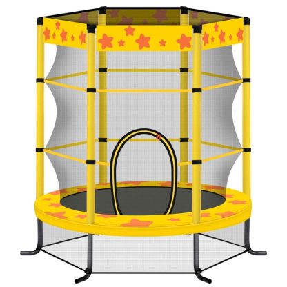 Trampolines |  55 Inch Kids Trampoline with Safety Enclosure Net, 4.5FT Outdoor Indoor Trampoline for Kids (Yellow) Sports & Fitness Trampolines