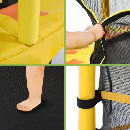 Trampolines |  55 Inch Kids Trampoline with Safety Enclosure Net, 4.5FT Outdoor Indoor Trampoline for Kids (Yellow) Sports & Fitness Trampolines