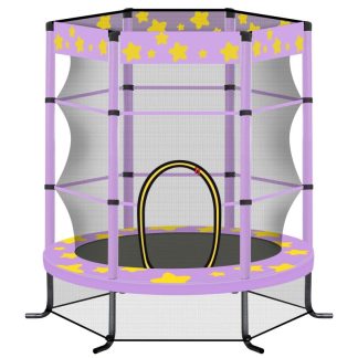 Trampolines |  55-Inch Kids Trampoline with Safety Enclosure Net, Outdoor and Indoor Use – Versatile Activity Center for Family Fun Sports & Fitness Purple/Yellow