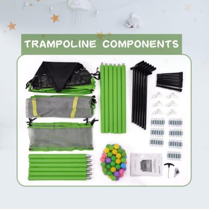 Trampolines |  55″ Toddlers Trampoline with Safety Enclosure Net and Balls Sports & Fitness Orange/Green