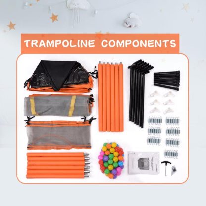 Trampolines |  55″ Toddlers Trampoline with Safety Enclosure Net and Balls Sports & Fitness Orange/Green