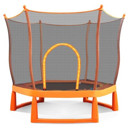 Trampolines |  6FT Toddlers Trampoline with Enclosure Net and Ocean Balls, Easy Assembly Lotus Shape – Trampolines for Kids – Orange Sports & Fitness Orange