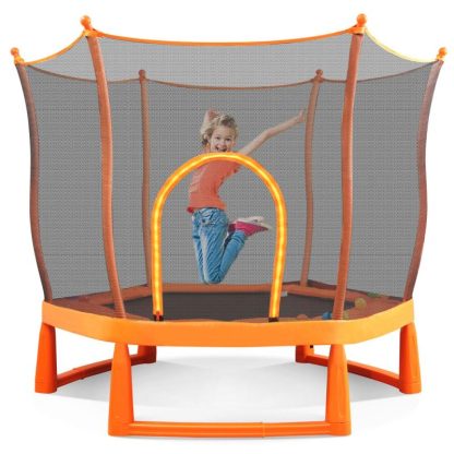 Trampolines |  6FT Toddlers Trampoline with Enclosure Net and Ocean Balls, Easy Assembly Lotus Shape – Trampolines for Kids – Orange Sports & Fitness Orange