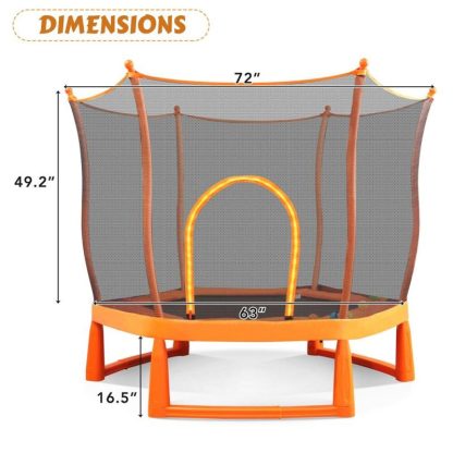 Trampolines |  6FT Toddlers Trampoline with Safety Enclosure Net and Ocean Balls – Orange Sports & Fitness Orange