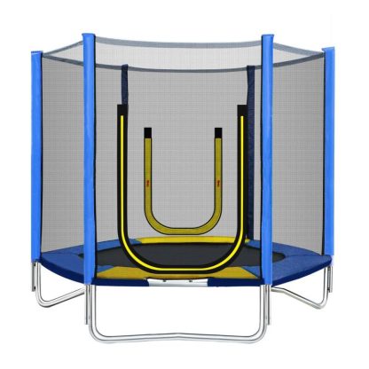 Trampolines |  7FT Blue Fitness Trampoline Kids Trampoline Mini Trampoline with Slide/Safety Net/Spring Mat/Ladder for Indoor, Outdoor Sports & Fitness Trampolines