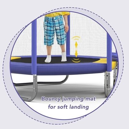 Trampolines |  7FT Kids Trampoline with Slide/Safety Net/Rolling Shutter Door/Ladder Sports & Fitness Trampolines