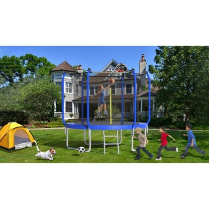 Trampolines |  8-foot Trampoline with Basketball Hoop and Enclosure Sports & Fitness Trampolines