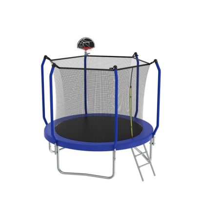 Trampolines |  8-foot Trampoline with Basketball Hoop and Enclosure Sports & Fitness Trampolines