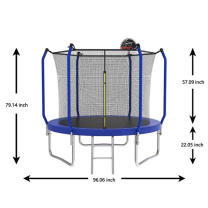 Trampolines |  8-foot Trampoline with Basketball Hoop and Enclosure Sports & Fitness Trampolines