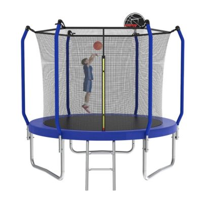 Trampolines |  8-foot Trampoline with Basketball Hoop and Enclosure Sports & Fitness Trampolines