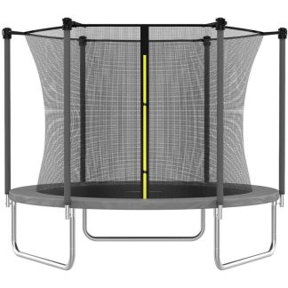 Trampolines |  8 FT Trampoline for Kids, Trampoline with Enclosure Net, Recreational Outdoor Trampoline, ASTM Approved – Grey Sports & Fitness Grey