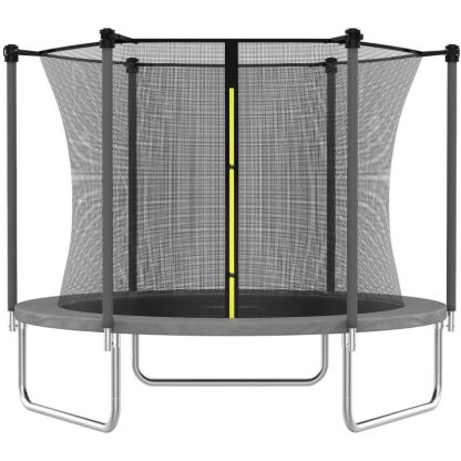 Trampolines |  8 FT Trampoline for Kids, Trampoline with Enclosure Net, Recreational Outdoor Trampoline, ASTM Approved – Grey Sports & Fitness Grey