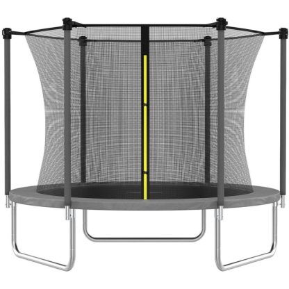 Trampolines |  8 FT Trampoline for Kids, Trampoline with Enclosure Net, Recreational Outdoor Trampoline, ASTM Approved – Grey Sports & Fitness Grey