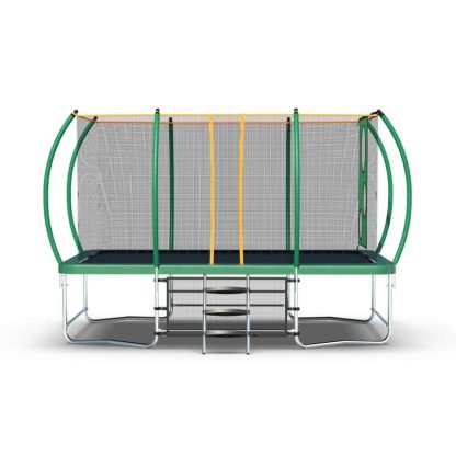 Trampolines |  8 ft. x 14 ft. Green Galvanized Anti-Rust Outdoor Rectangle Coating Trampoline with Enclosure with Ladder and Shoe Bag Sports & Fitness Trampolines