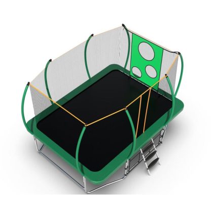 Trampolines |  8 ft. x 14 ft. Green Galvanized Anti-Rust Outdoor Rectangle Coating Trampoline with Enclosure with Ladder and Shoe Bag Sports & Fitness Trampolines