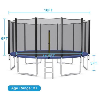 Trampolines |  8/10/12/14/15/16 FT Outdoor Trampoline Bounce Combo W/Closure Net Sports & Fitness Trampolines