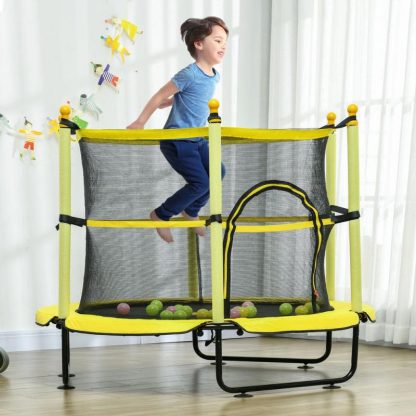 Trampolines |  Indoor Kids Trampoline, 4.5FT Mini Trampoline, Yellow Elastic Bed Sports & Fitness Trampolines