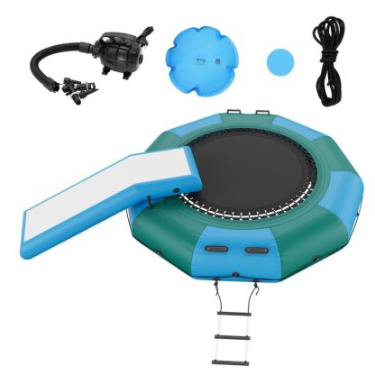 Trampolines |  Inflatable Water Bouncer Recreational Water Trampoline Portable Bounce Swim Platform with Slide for Pool Lake Water Sports Sports & Fitness Trampolines