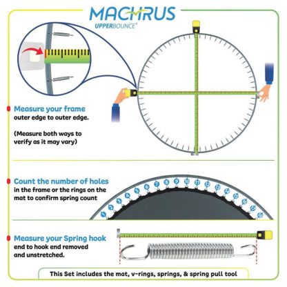 Trampolines |  Machrus 15 ft Trampoline Replacement Mat w/ 96 V-Rings and 6.5″ Springs, Includes Mat, Springs, V-Rings & Spring Pull Tool Sports & Fitness Trampolines