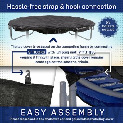 Trampolines |  Machrus 8ft Round Trampoline Weather Cover – Weather-Resistant Trampoline Protective Cover Sports & Fitness Trampolines