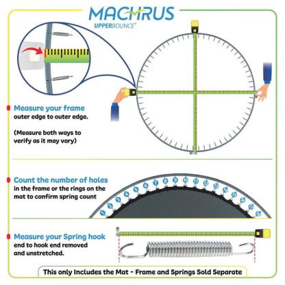 Trampolines |  Machrus Replacement Trampoline Jumping Mat Fits 10FT Round Frame with 64 V-Hooks, using 7″ springs – 10′ Sports & Fitness Trampolines