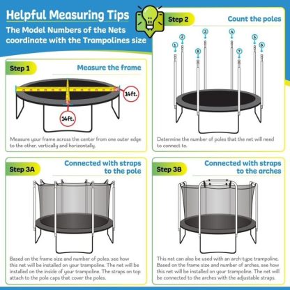 Trampolines |  Machrus Trampoline Safety Enclosure Net, Fits 9 FT Round Frame, Using 6 Poles (or 3 Arches) – Net Only Sports & Fitness Trampolines