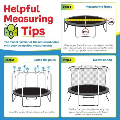 Trampolines |  Machrus Trampoline Safety Net For 8FT Round Trampolines using 3 Curved Poles Sports & Fitness Trampolines