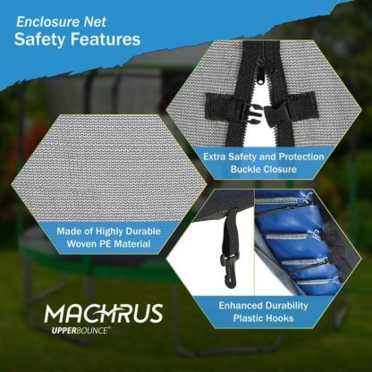 Trampolines |  Machrus Trampoline Top Ring Enclosure Set including Net, 6 Poles, Caps & Foam Sleeves – Fits 13ft Round Trampoline Sports & Fitness Trampolines