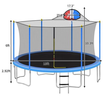 Trampolines |  Outdoor Recreational Trampoline for Kids with Safety Enclosure Net Sports & Fitness Trampolines