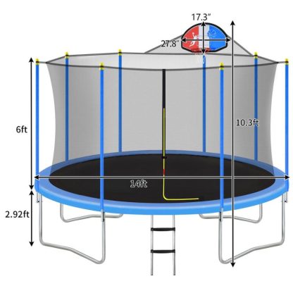 Trampolines |  Outdoor Recreational Trampoline for Kids with Safety Enclosure Net Sports & Fitness Trampolines