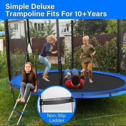 Trampolines |  Recreational Trampoline with Enclosure Net Stakes- Outdoor Trampoline Sports & Fitness Trampolines