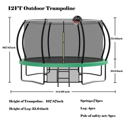 Trampolines |  Spacious Design Trampoline Solid Base Structure, Safety Pad For Kid Sports & Fitness Trampolines