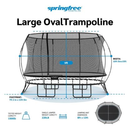 Trampolines |  Springfree Trampoline Kids Outdoor Medium Oval 8 x 11′ Trampoline with Enclosure Sports & Fitness Trampolines