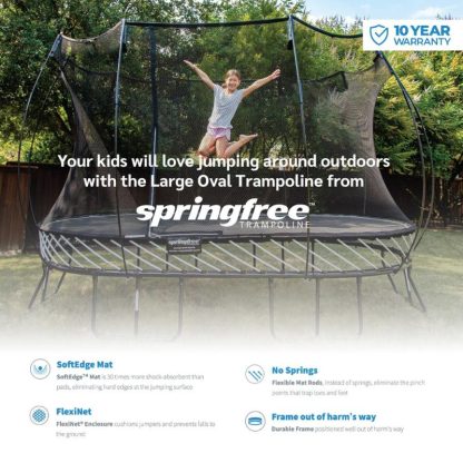 Trampolines |  Springfree Trampoline Kids Outdoor Medium Oval 8 x 11′ Trampoline with Enclosure Sports & Fitness Trampolines